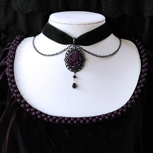 Wholesale Gothic Dark Rose Necklace Personality Collar Halloween Gothic Necklace